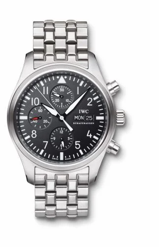 IWC Pilot's Watch Chronograph Stainless Steel / Black / Bracelet IW3717-04 (3717-04, IW371704)